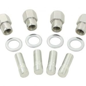 Chrome Nut & Stud Kit, with Flat Washers, M14-1.5 to 1/2-20, (for Mag Wheels) 4 Pair