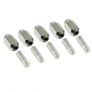 Chrome Nut & Stud Kit, M12-1.5, 60 Degree, (for Steel Wheels, 5 Pair)