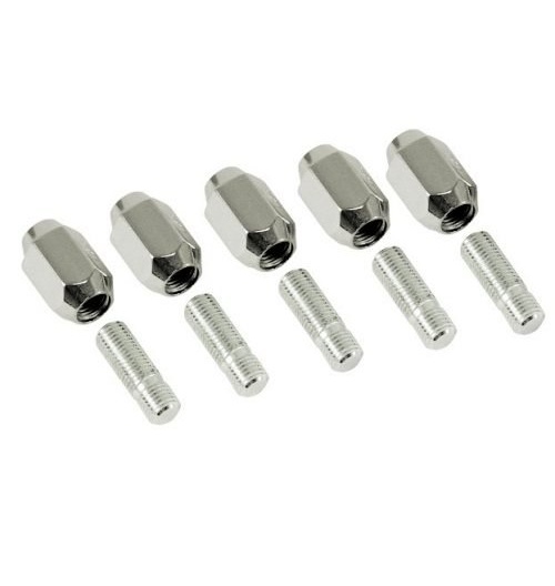 Chrome Nut & Stud Kit, M12-1.5, 60 Degree, (for Steel Wheels, 5 Pair)