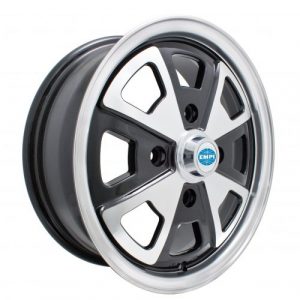 914 Alloy Wheel, Gloss Black with Polished Lip & Spokes, 15x5 1/2, 4x130 Bolt Pattern, 4 1/2" BS
