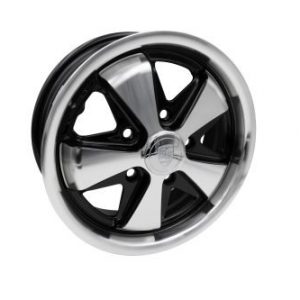 911 Alloy, Gloss Black with Polished Lip & Spokes, 15x5 1/2, 5x130 Bolt Pattern, 4 15/16" BS