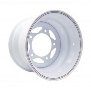 15 x 10" Wide, 3 1/2" Backspacing, 5x205 Pattern, White