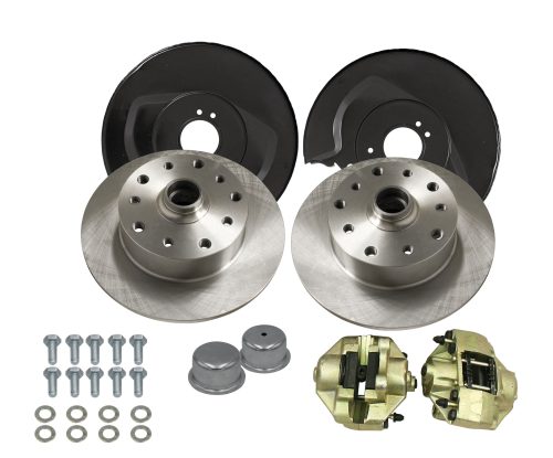 Stock-Style Spindle Front Disc Brake Kit - Ball Joint 5-Lug, Double Drilled 5x130mm and 5x4.75" Directional Drilled and Slotted Rotors