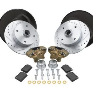 Stock-Style Spindle Front Disc Brake Kit - Ball Joint 4-Lug, 4x130mm Directional Drilled and Slotted Rotors