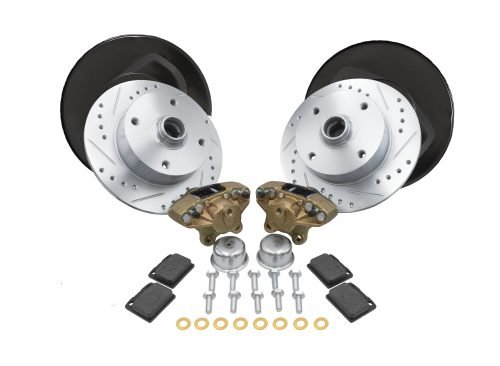 Stock-Style Spindle Front Disc Brake Kit - Ball Joint 4-Lug, 4x130mm Directional Drilled and Slotted Rotors