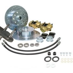 Forged Drop Spindle Front Disc Brake Kit - Link Pin 5-Lug, Double Drilled 5x130mm and 5x4.75" Directional Drilled and Slotted Rotors