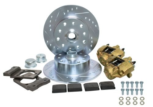 Bolt-On Front Disc Brake Kit - Ball Joint 5-Lug, Double Drilled 5x130mm and 5x4.75" Directional Drilled and Slotted Rotors
