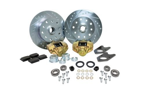 Bolt-On Front Disc Brake Kit - Link Pin 5-Lug, Double Drilled 5x130mm and 5x4.75" Directional Drilled and Slotted Rotors