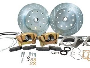 Deluxe Rear Disc Brake Kit - IRS 5-Lug, Double Drilled 5x130mm and 5x4.75" Directional Drilled and Slotted Rotors with Emergency Brake