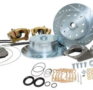 Deluxe Rear Disc Brake Kit - IRS 5-Lug, Double Drilled 5x130mm and 5x4.75" Directional Drilled and Slotted Rotors with Emergency Brake