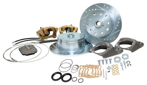 Deluxe Rear Disc Brake Kit - IRS 5-Lug, Double Drilled 5x130mm and 5x4.75" Directional Drilled and Slotted Rotors with Emergency Brake