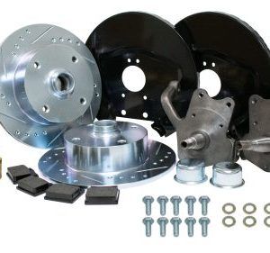 Stock-Style Spindle Front Disc Brake Kit - Ball Joint 4-Lug, 4x130mm Directional Drilled and Slotted Rotors