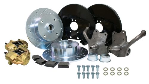 Stock-Style Spindle Front Disc Brake Kit - Ball Joint 4-Lug, 4x130mm Directional Drilled and Slotted Rotors