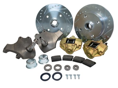 Forged Drop Spindle Front Disc Brake Kit - Ball Joint 4-Lug, 4x130mm Directional Drilled and Slotted Rotors