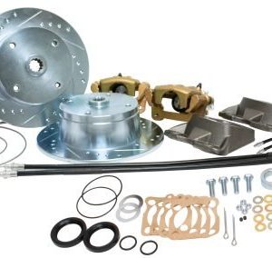 Deluxe Rear Disc Brake Kit - IRS 4-Lug, 4x130mm Directional Drilled and Slotted Rotors with Emergency Brake