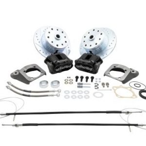 Rear Disc Brake Kit - IRS5-Lug, Double Drilled 5x130mm and 5x4.75"Directional Drilled and Slotted Rotorswith High Performance Wilwood Black Caliperwith Emergency Brake