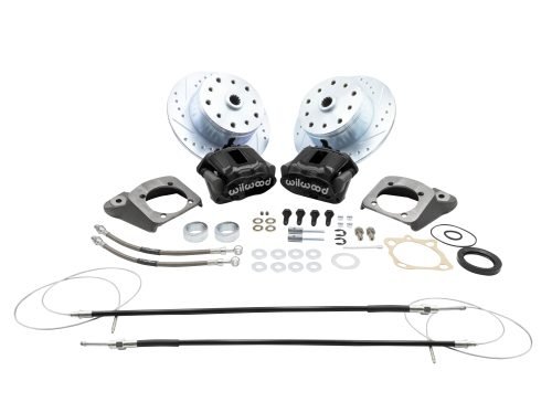 Rear Disc Brake Kit - IRS5-Lug, Double Drilled 5x130mm and 5x4.75"Directional Drilled and Slotted Rotorswith High Performance Wilwood Black Caliperwith Emergency Brake