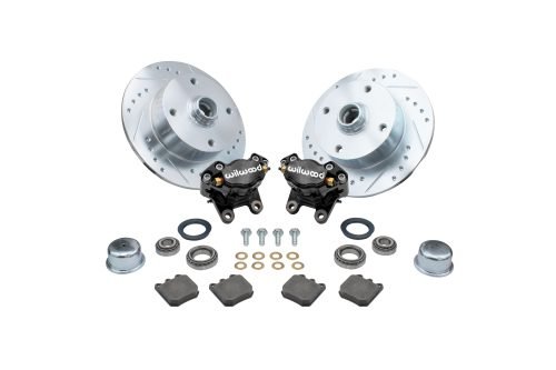 Forged Drop Spindle Front Disc Brake Kit - Ball Joint 4-Lug, 4x130mm Directional Drilled and Slotted Rotors with High Performance Wilwood Black Caliper without Spindles