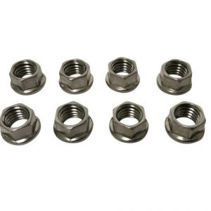 Flanged Stainless Nuts 8.125 Threads, 10mm Hex (Set of 8)