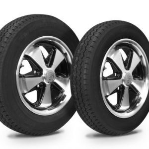 Wheel & Tire Combo, Staggered, 911 Alloy Black/Polished 4.5x15 & 5.5x15 – 5/130, Yokohama GT Special 145/80R15 & 165/80R15