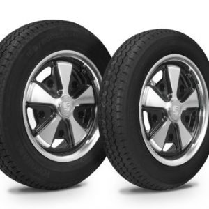 Wheel & Tire Combo, Staggered, 911 Alloy Black/Polished 4.5x15 & 5.5x15 – 5/205, Yokohama GT Special 145/80R15 & 165/80R15