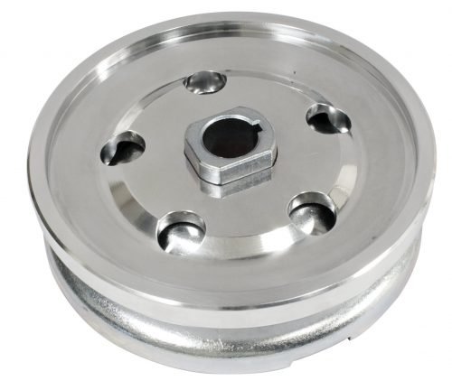 Complete Alternator / Generator Pulley, Polished Outer Half with Metal Inner