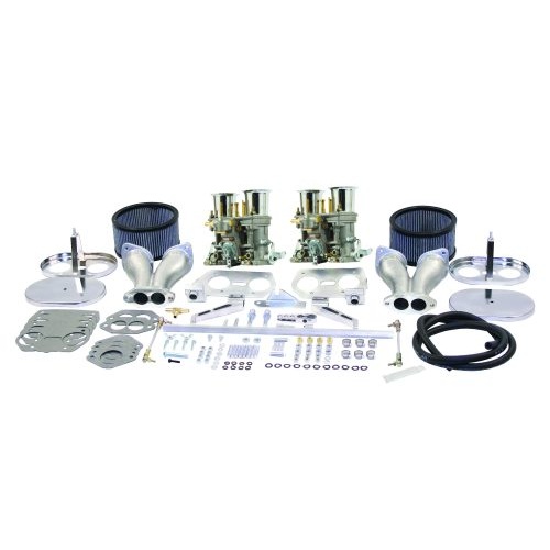 EMPI 44mm HPMX Dual Carburetor Kit : Dual Port, Fits Type 1, with Chrome Air Cleaners
