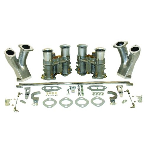 EMPI 48 EPC Dual Carburetor Kit : Standard Manifold with Round Cross Bar Linkage : Dual Port, Fits Type 1