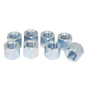 HD Racing Exhaust Nuts, Silver Zinc Plated, Set of 8, 8mm-1.25 Thread, 11mm Head