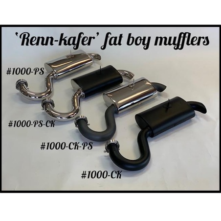 ‘Renn-Kafer’ Fat Boy Racing Mufflers- Rated to 235 Horsepower
