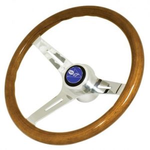 EMPI 380mm/31mm Grip Classic Wood Steering Wheel Only 3" Dish with Classic 3-Bolt Hub Pattern
