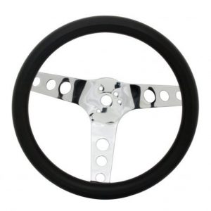 Classic Foam, Chrome, 3 spoke, 11 ½" dia., 3 ¾" dish / 3 ¾"