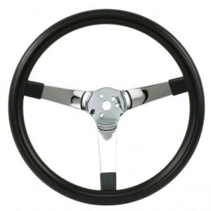 EMPI Poly-Foam Steering wheel, 3 solid spoke, 14 ¾" Dia., 4" Dish / 4 ¼"