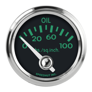 2-1/16" Oil Pressure Gauge | 0-100 PSI 90° Sweep | Porsche 356 Design