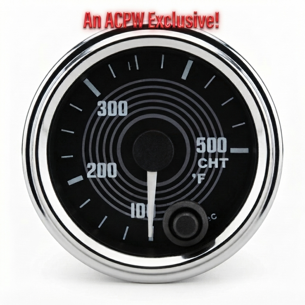 2-1/16" Cylinder Head Temperature Gauge | 100-500°F | Warning Light - VW Design (NOT OEM)