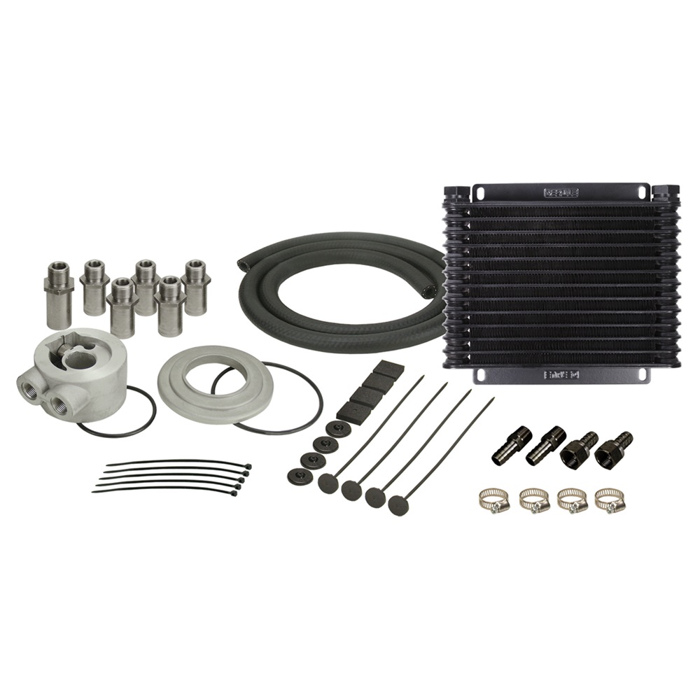 13 Row Series 9000 Plate & Fin Engine Oil Cooler Kit with Sandwich Adapter