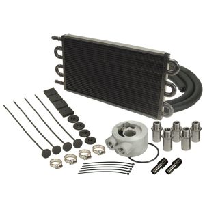 6 Pass Series 7000 Aluminum/Copper Universal Engine Oil Cooler Kit, Sandwich Adapter